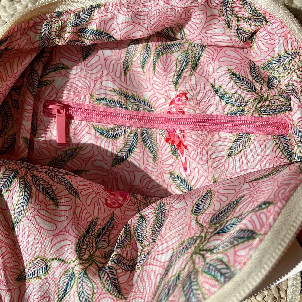 NWT!! Vera Bradley Light Natural Mini Straw Convertable Backpack Pink an… - Picture 9 of 10